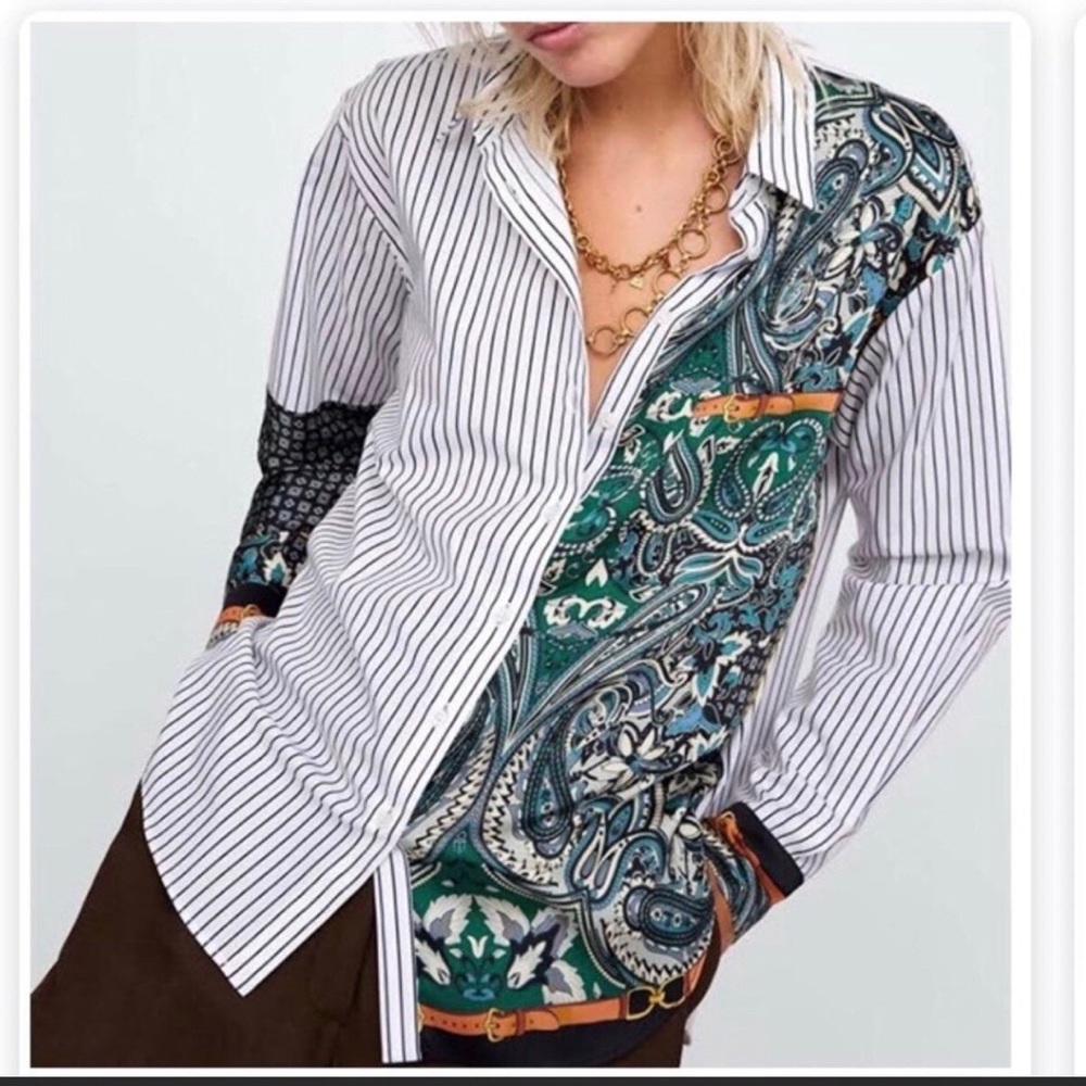 Zara Striped Chain Blouse